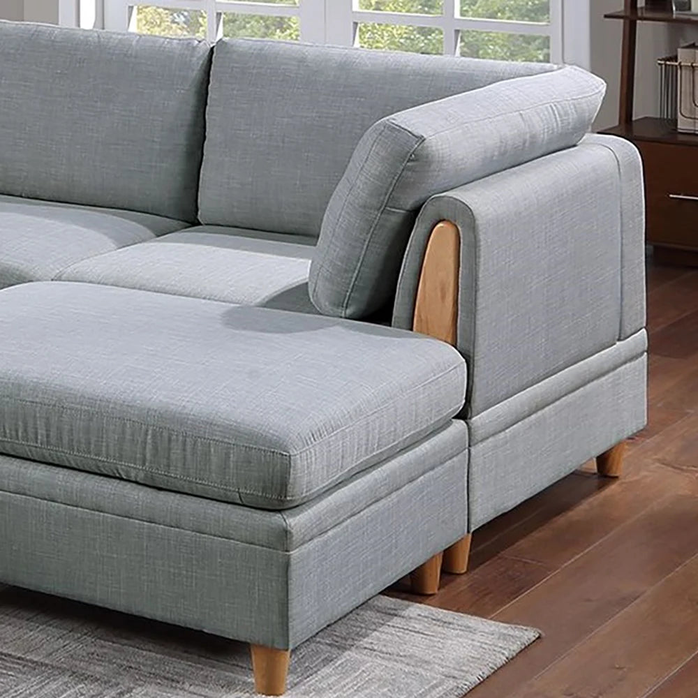8pc Sectional Sofa Set Light Grey