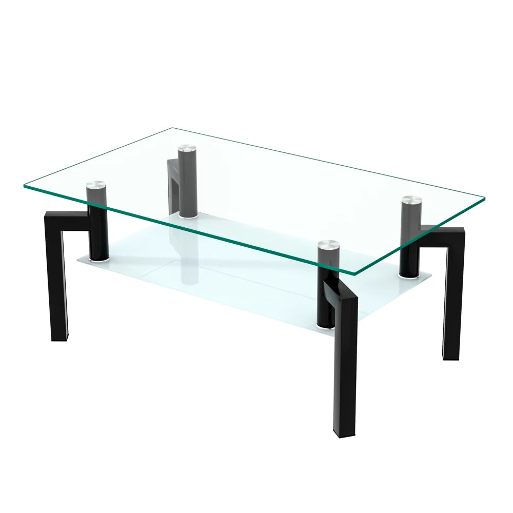 Rectangle Black or Clear Glass Coffee Table