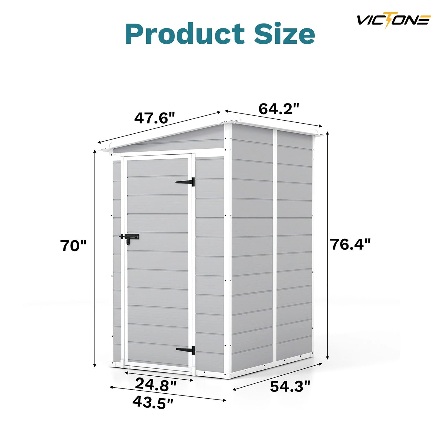 5x4 FT Plastic Outdoor Storage Shed With Floor, Lockable & Window For Patio Furniture