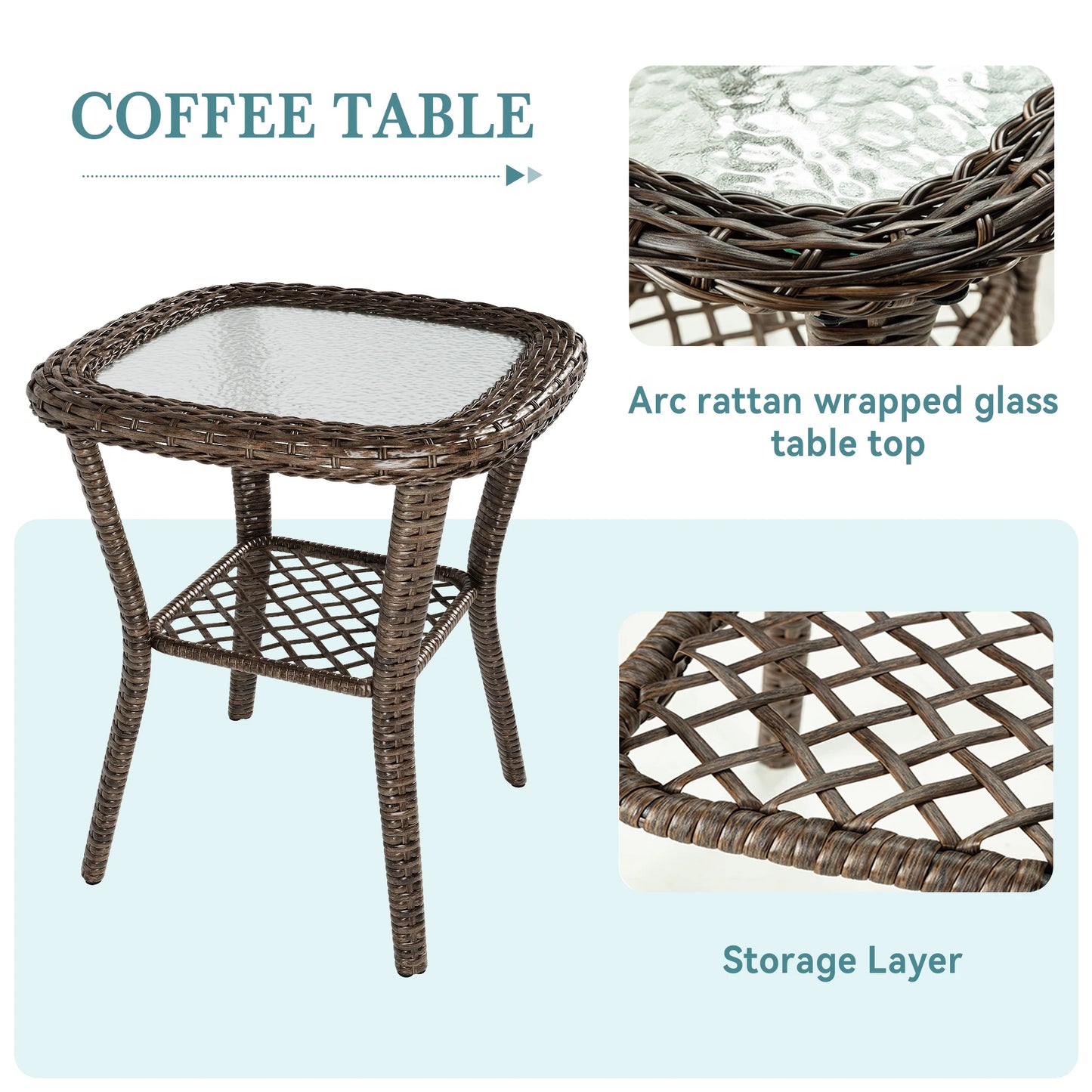 3 Pieces Patio Furniture Set, Outdoor Rotating Rocking Chair Set