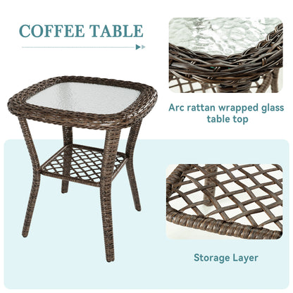 3 Pieces Patio Furniture Set, Outdoor Rotating Rocking Chair Set