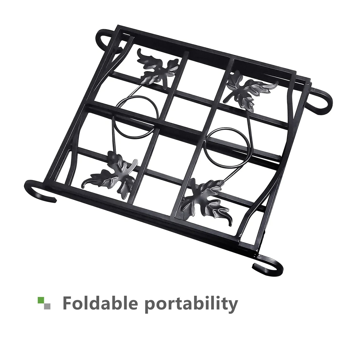 Black Indoor Outdoor Fireplace Firewood Holder, Folding Log Storage Rack