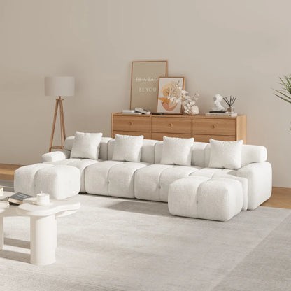 135.4" 6-Piece U-Shaped Sleeper Modular Sectional Sofa Bed Chaise, Oversized 4-Seater
