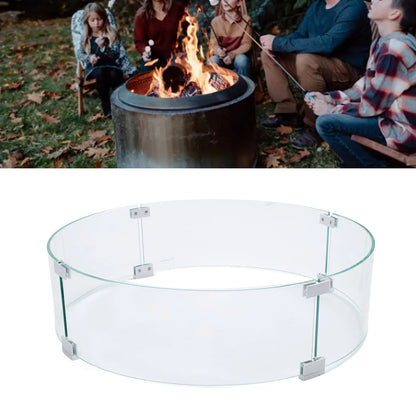 Tempered Glass Windscreen Round Fire Pit Wind Guard
