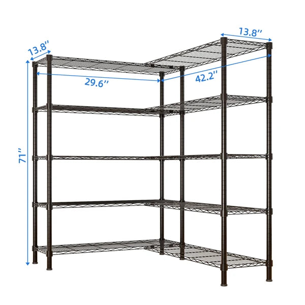 Adjustable Storage Shelves 5 Tier Metal Shelving for Storage Heavy Duty Garage Shelf Pantry Shelves Kitchen Shelving
