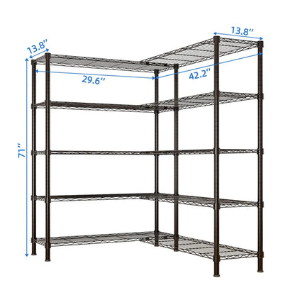 Adjustable Storage Shelves 5 Tier Metal Shelving for Storage Heavy Duty Garage Shelf Pantry Shelves Kitchen Shelving