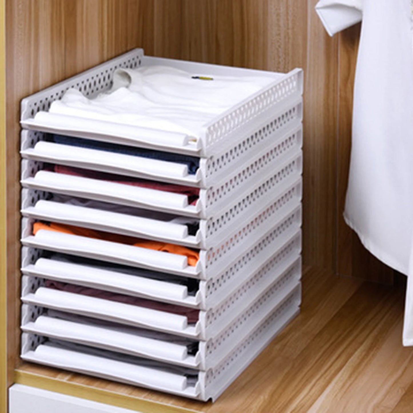 Bedroom Storage Shelves Wardrobe Closet Layered Partitions Stackable Storage Box