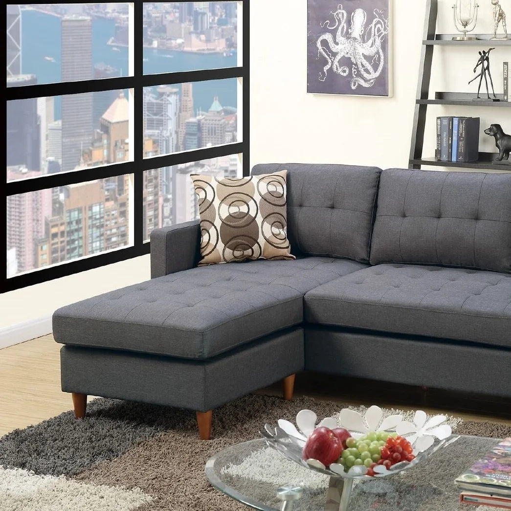 Blue Grey Reversible Sectional Sofa