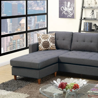 Blue Grey Reversible Sectional Sofa