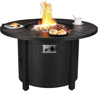 42in Propane Fire Pit Table, 50,000 BTU Auto-Ignition Outdoor Patio Fire Pit with Waterproof Cover