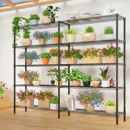 Adjustable Storage Shelves 5 Tier Metal Shelving for Storage Heavy Duty Garage Shelf Pantry Shelves Kitchen Shelving