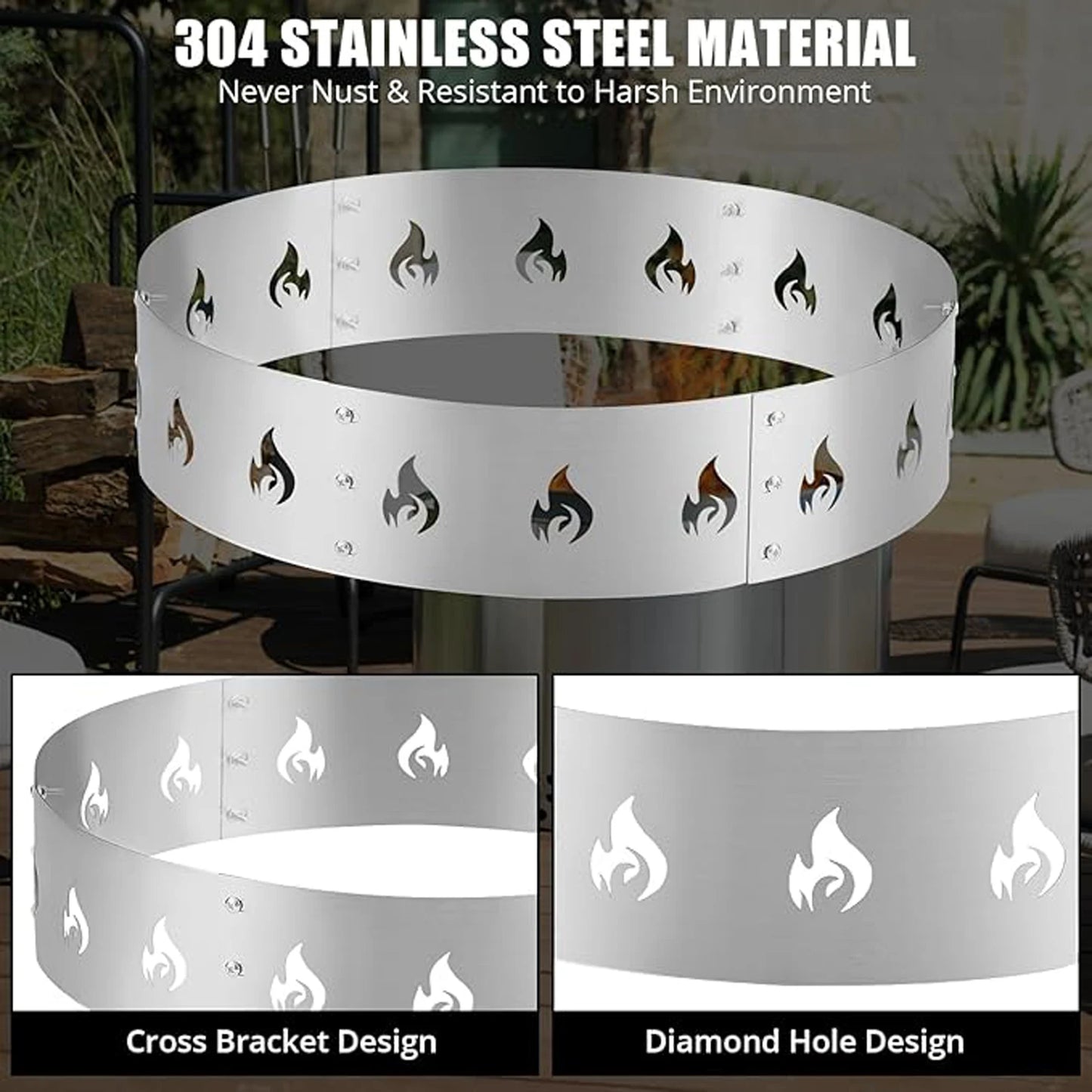 Fire Pit Stand for Solo Stove Bonfire & Other 19.5" Firepit, 304 Stainless Steel Heavy Duty Fire Pit Accessory Outdoor Fireplace