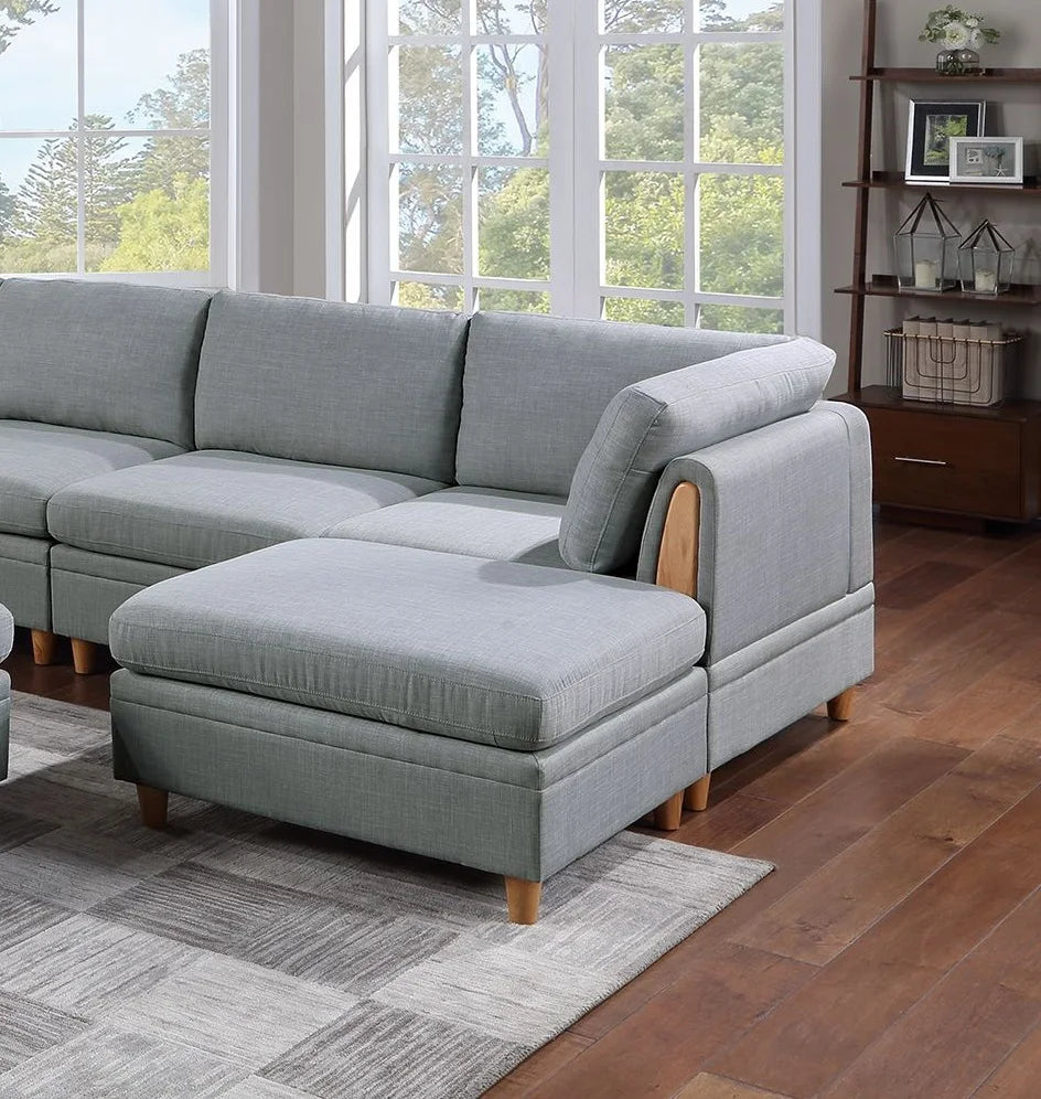 8pc Sectional Sofa Set Light Grey