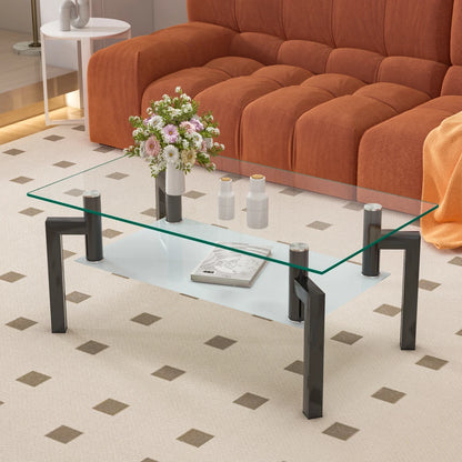 Rectangle Black or Clear Glass Coffee Table