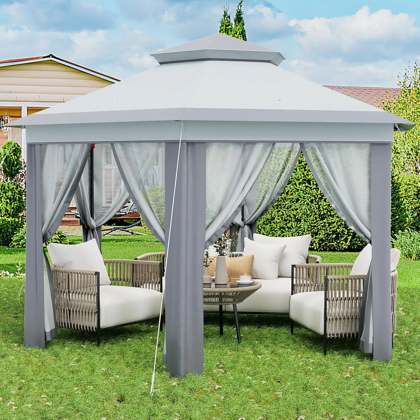 79.5" Foldable Gazebo Tent
Outdoor Canopy Tent With Mosquito Netting