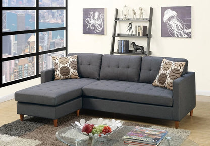 Blue Grey Reversible Sectional Sofa