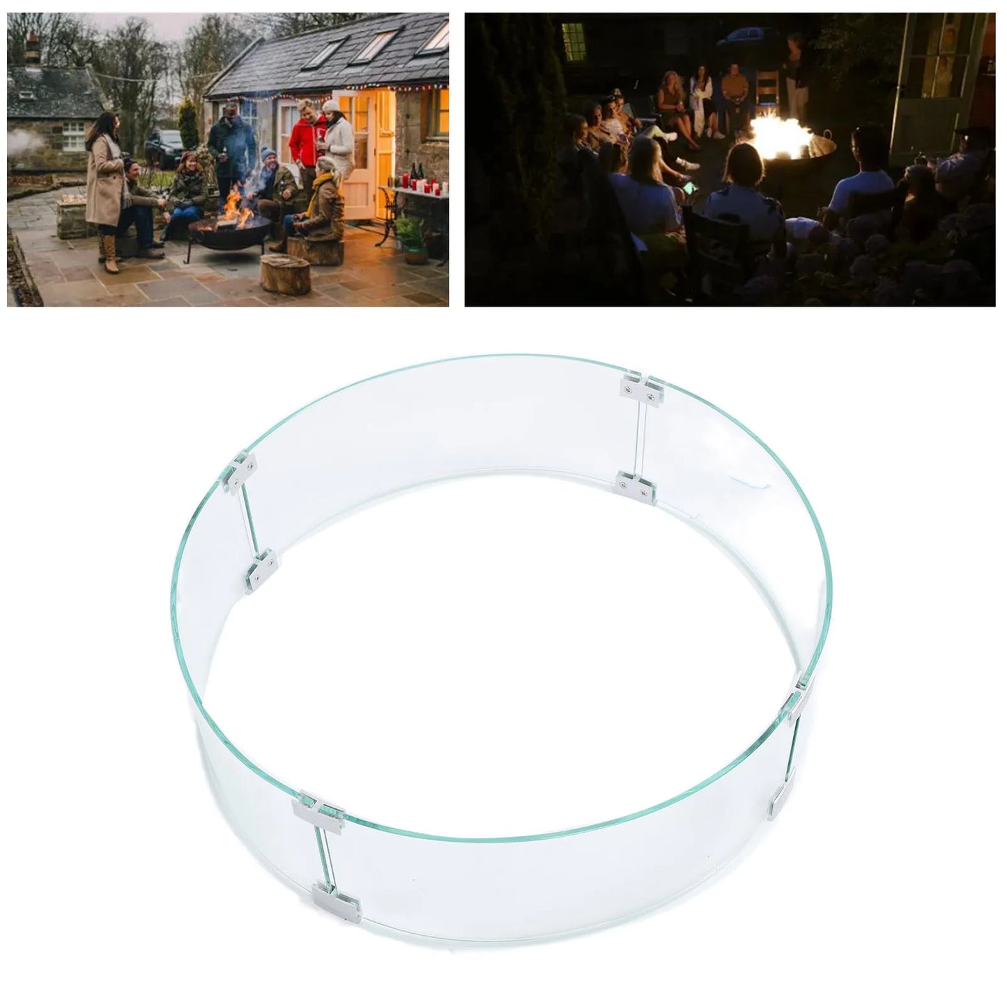 Tempered Glass Windscreen Round Fire Pit Wind Guard