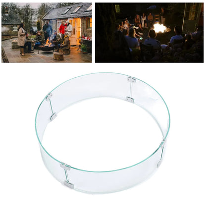Tempered Glass Windscreen Round Fire Pit Wind Guard
