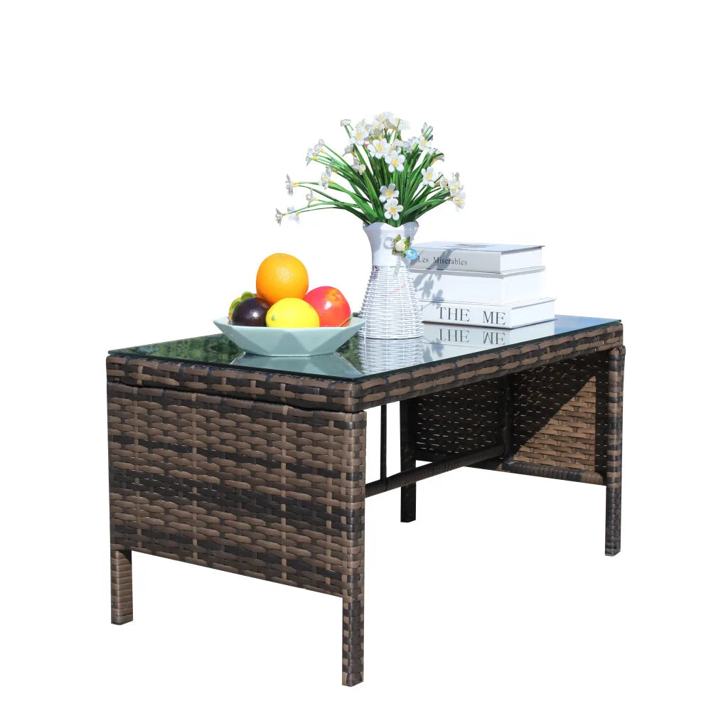 Outdoor patio Furniture Coffee 
Table with clear tempered glass