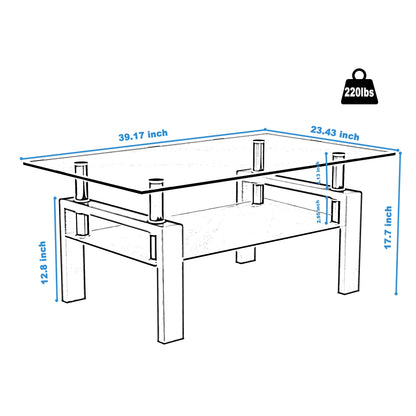 Rectangle Black Glass Coffee Table