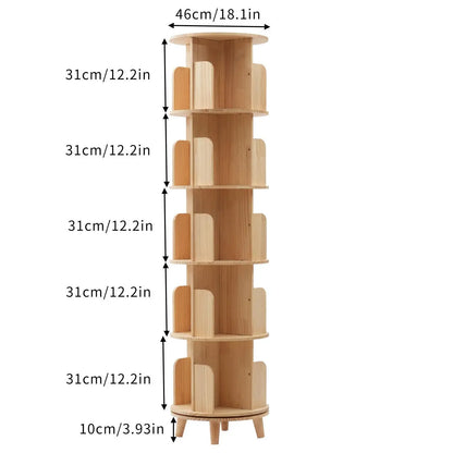 360 Rotating 5 Layers Bookshelf Storage Display Rack