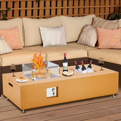 56'' Low Propane Fire Table, Square Patio Fire Pit Table, 50000 BTU Natural Gas Fire Pit, Fire Table Outdoor Patio