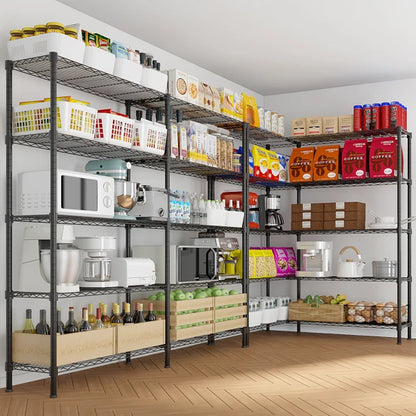 Adjustable Storage Shelves 5 Tier Metal Shelving for Storage Heavy Duty Garage Shelf Pantry Shelves Kitchen Shelving