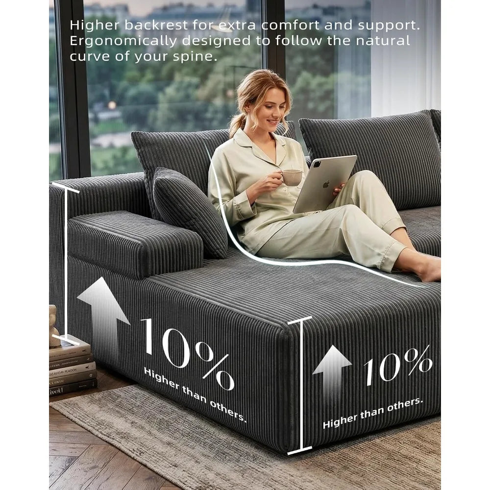 108" L-Shaped Boneless Cloud Sofa