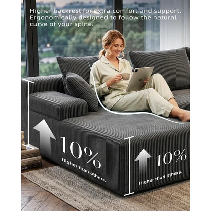 108" L-Shaped Boneless Cloud Sofa