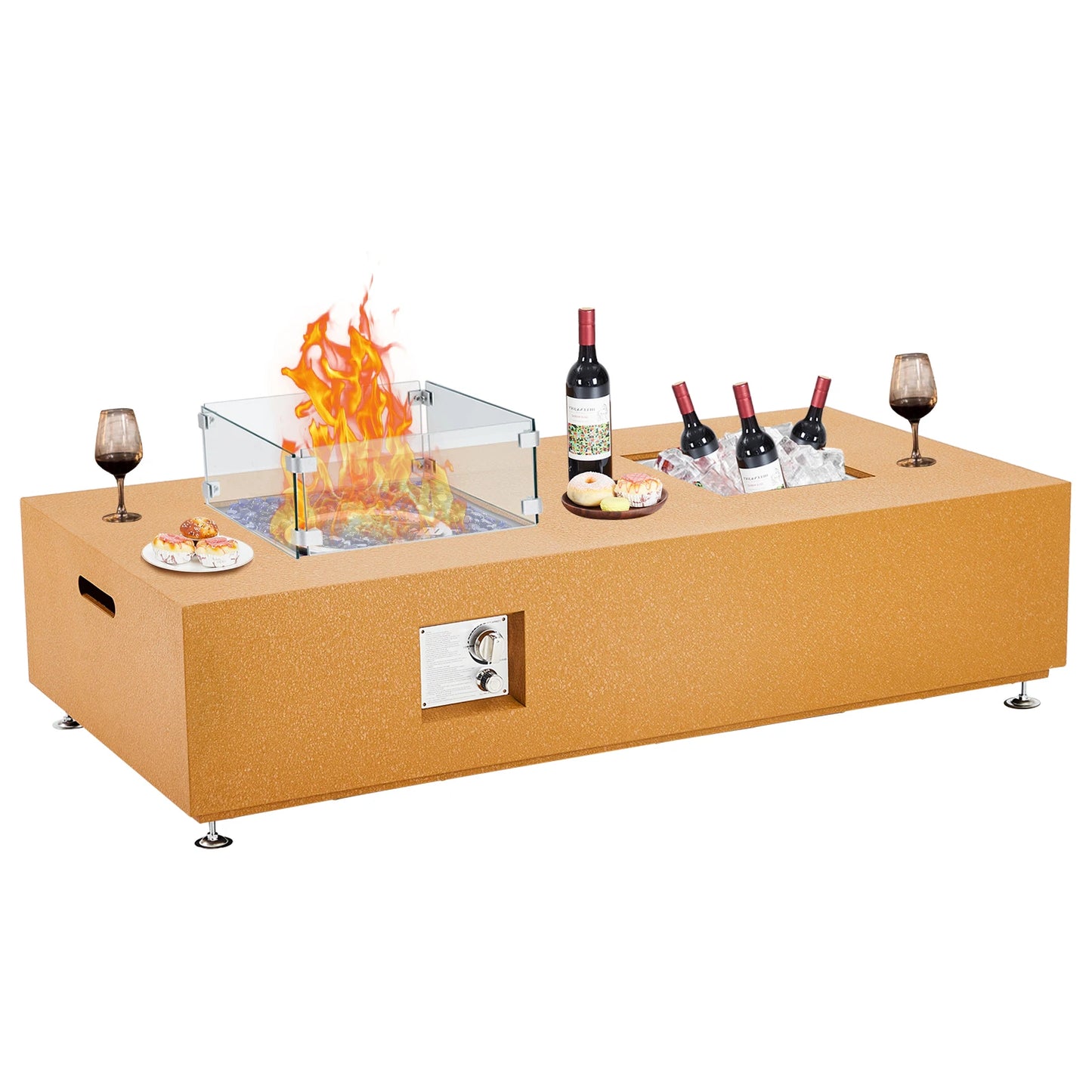 56'' Low Propane Fire Table, Square Patio Fire Pit Table, 50000 BTU Natural Gas Fire Pit, Fire Table Outdoor Patio