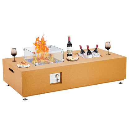 56'' Low Propane Fire Table, Square Patio Fire Pit Table, 50000 BTU Natural Gas Fire Pit, Fire Table Outdoor Patio