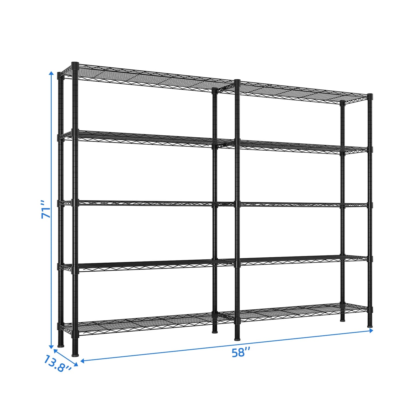 Adjustable Storage Shelves 5 Tier Metal Shelving for Storage Heavy Duty Garage Shelf Pantry Shelves Kitchen Shelving