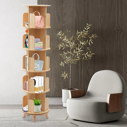 360 Rotating 5 Layers Bookshelf Storage Display Rack