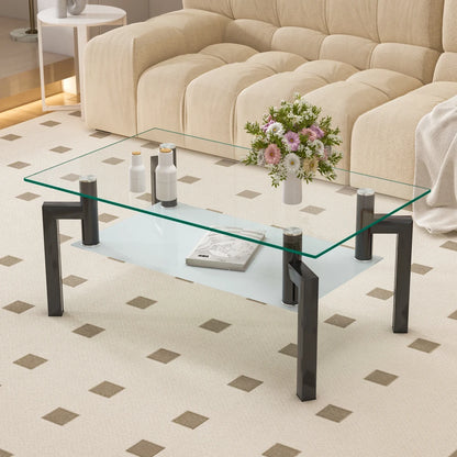 Rectangle Black or Clear Glass Coffee Table