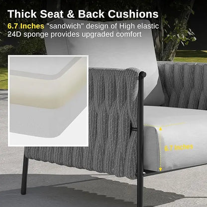 4 Pieces Patio Furniture Set with Coffee Table,