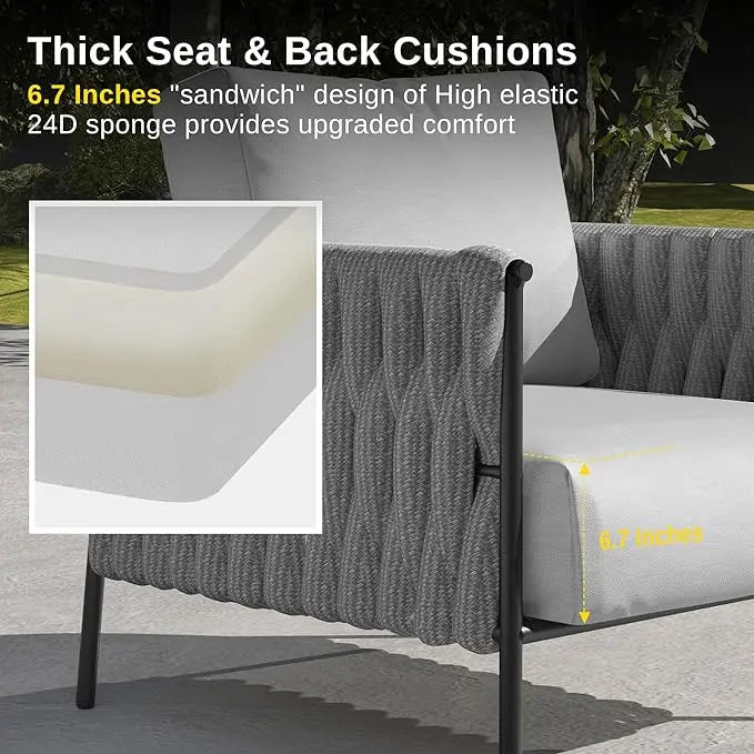 4 Pieces Patio Furniture Set with Coffee Table,