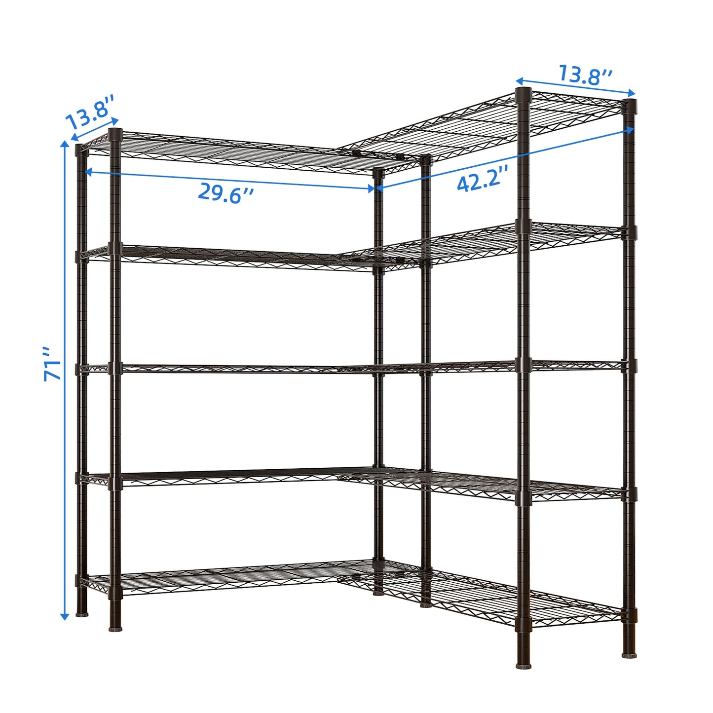 Adjustable Storage Shelves 5 Tier Metal Shelving for Storage Heavy Duty Garage Shelf Pantry Shelves Kitchen Shelving