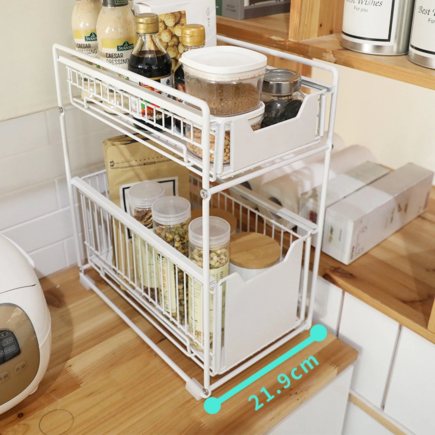 Pull Out Cabinet Organizer Carbon Steel Heavy Duty Slide Out Pantry Shelves