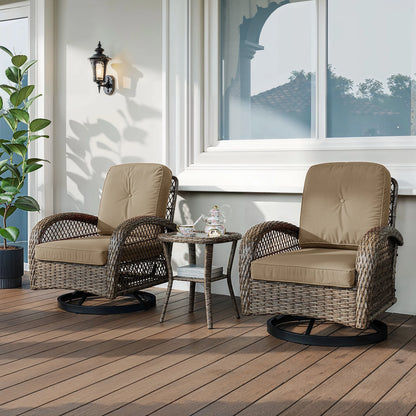 3 Pieces Patio Furniture Set, Outdoor Rotating Rocking Chair Set