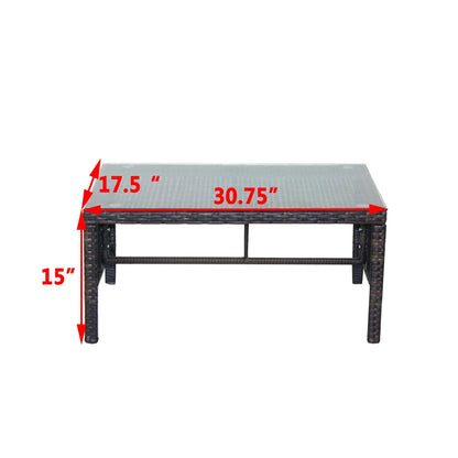 Outdoor patio Furniture Coffee 
Table with clear tempered glass