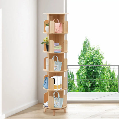 360 Rotating 5 Layers Bookshelf Storage Display Rack