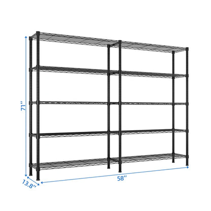 Adjustable Storage Shelves 5 Tier Metal Shelving for Storage Heavy Duty Garage Shelf Pantry Shelves Kitchen Shelving