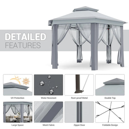 79.5" Foldable Gazebo Tent
Outdoor Canopy Tent With Mosquito Netting