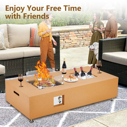 56'' Low Propane Fire Table, Square Patio Fire Pit Table, 50000 BTU Natural Gas Fire Pit, Fire Table Outdoor Patio