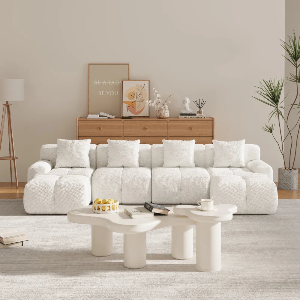 135.4" 6-Piece U-Shaped Sleeper Modular Sectional Sofa Bed Chaise, Oversized 4-Seater