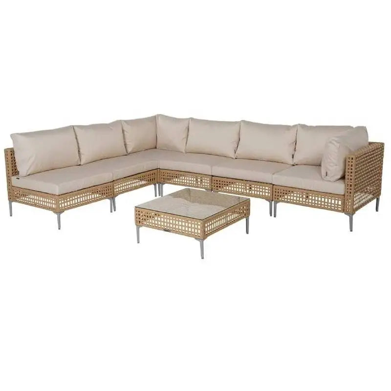 7pcs Wicker Patio Furniture Set Sectional Sofa With Thick Cushions And Coffee Table
