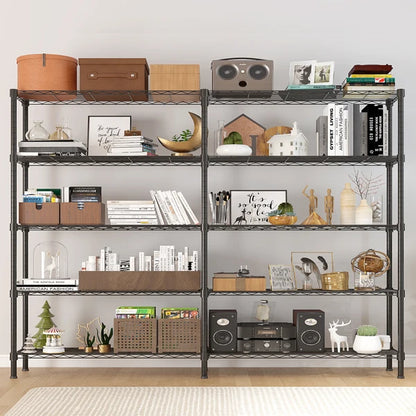 Adjustable Storage Shelves 5 Tier Metal Shelving for Storage Heavy Duty Garage Shelf Pantry Shelves Kitchen Shelving