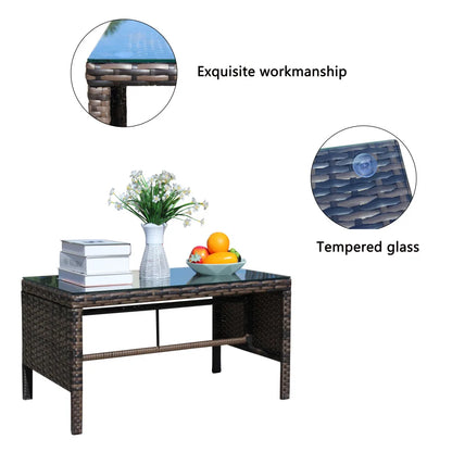 Outdoor patio Furniture Coffee 
Table with clear tempered glass