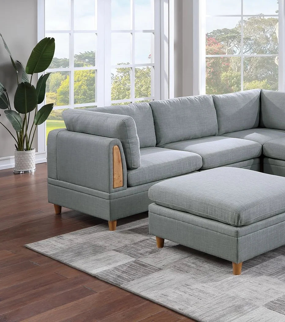 8pc Sectional Sofa Set Light Grey