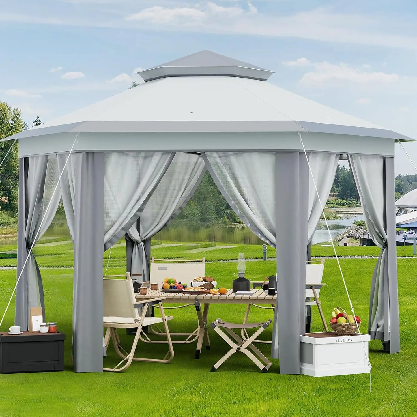 79.5" Foldable Gazebo Tent
Outdoor Canopy Tent With Mosquito Netting